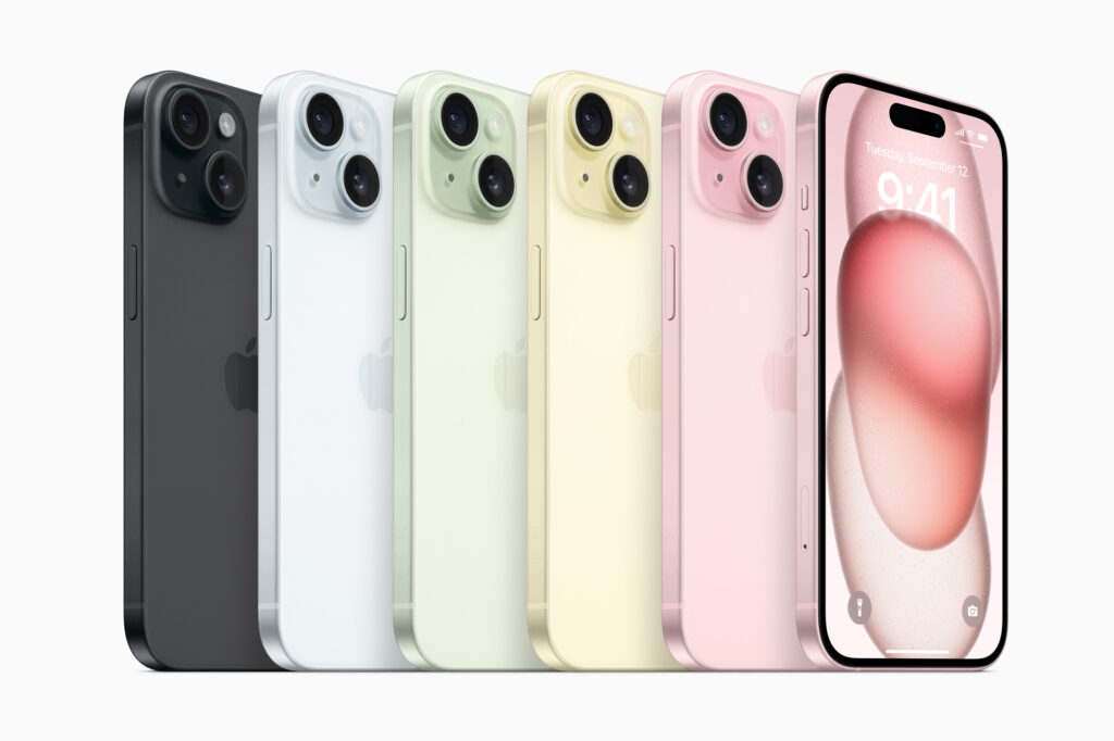 아이폰 15 다섯 가지 색상 옵션